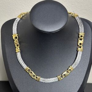 VINTAGE PAOLO GUCCI GOLD AND SILVER TONE Necklace Collar Choker​
